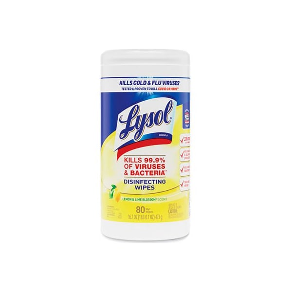 United Stationers Supply Lysol Disinfecting Wipes, Lemon & Lime Blossom, 80 Wipes/Canister, 3 Canisters/Pack 19200-84251 - main